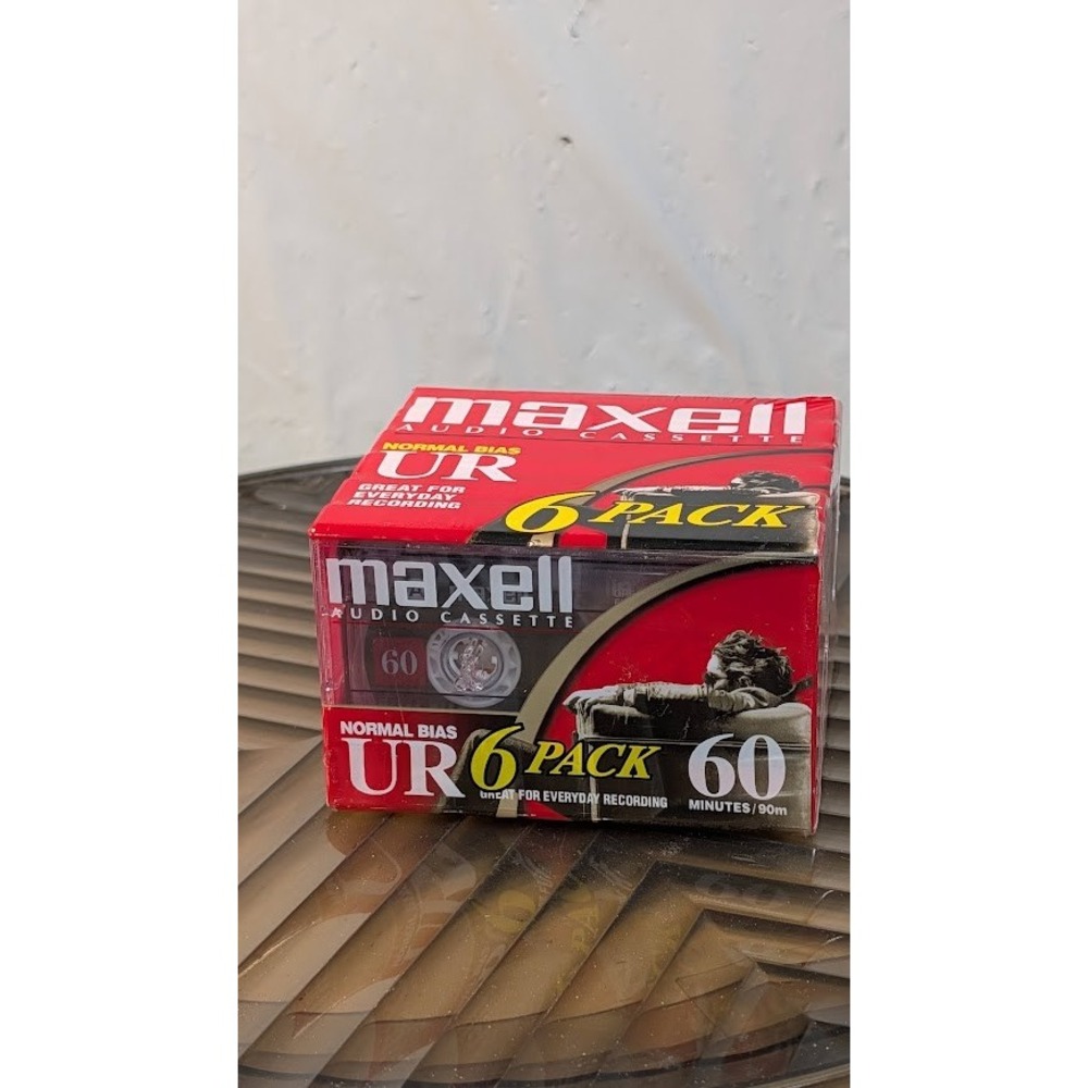 Maxell Audio Cassette Tapes 6 Pack 60 Minute Red New Sealed Normal Bias UR 60